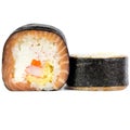 Traditional fresh japanese sushi rolls isolated on a white background. Royalty Free Stock Photo