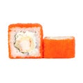 Traditional fresh japanese sushi rolls isolated on a white background. Royalty Free Stock Photo