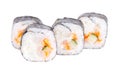 Traditional fresh japanese sushi rolls on white background Royalty Free Stock Photo