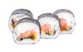 Traditional fresh japanese sushi rolls on white background Royalty Free Stock Photo