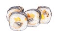 Traditional fresh japanese sushi rolls on white background Royalty Free Stock Photo