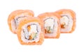 Traditional fresh japanese sushi rolls on white background Royalty Free Stock Photo