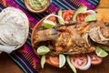 Mexican fried fish with tortillas and guacamole Royalty Free Stock Photo