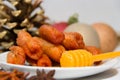 Traditional fried pestiÃÂ±os with honey and anise prepared for Christmas and Easter in Spain