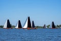 Traditional Frisian wooden sailing ships in a yearly competition Royalty Free Stock Photo