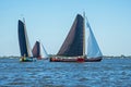 Traditional Frisian wooden sailing ships in a yearly competition in the Netherlands Royalty Free Stock Photo