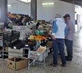 A traditional fruit and vegetables stall in a markethall in Portugal