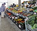 A traditional fruit and vegetables stall in a markethall in Portugal