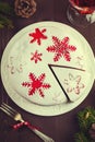 Traditional fruitcake on Christmas table