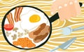 Traditional Full English Breakfast in a Pan Royalty Free Stock Photo
