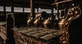 Traditional Gamelan Instruments in Dimly Lit Setting Royalty Free Stock Photo