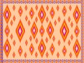 Traditional geometric ethnic embroidered ikat fabric pattern