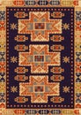 Traditional Geometric Ethnic Orient Antique Carpet Textile Royalty Free Stock Photo