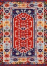 Traditional Geometric Ethnic Orient Antique Carpet Textile Royalty Free Stock Photo
