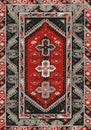 Traditional Geometric Ethnic Orient Antique Carpet Textile