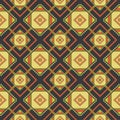Traditional Geometric seamless Ethnic pattern in swithing rectangle style and crossing stripe line zigzag. Colorful of yellow gray Royalty Free Stock Photo