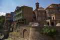 Traditional georgian architecture with wooden balconies in Abanotubani historical part of Tbilisi