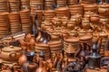 Traditional Georgian clay pottery sold for sale in the village o