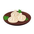 Traditional Georgian dish Khinkali. Meat dumplings vector realistic illustration.