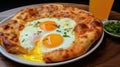 Traditional Georgian khachapuri delectable cheese-filled bread with eggs