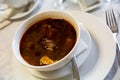 Traditional Georgian soup kharcho from lamb meat