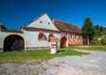 Traditional german architecture in saxon village in Transylvania. Saschiz, Mures County, Romania