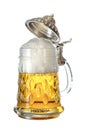 A traditional German beer mug of glasses with metal lid or with  clipping path isolated on white Background. Royalty Free Stock Photo