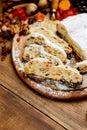 Traditional German cake with raisins Dresdner stollen