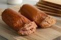 Traditional German coarse and fine Teewurst Royalty Free Stock Photo