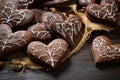 traditional german gingerbread heart cookies for oktoberfest