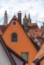 Traditional German houses with blue sky