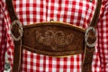 Traditional German Lederhosen Center Chestpiece Closeup Leather