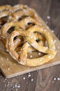 Traditional German Salted Pretzels on Serving Board Royalty Free Stock Photo