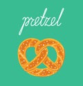 Traditional german salty pretzel. Twisted bread with salt. Vector hand drawn illustration. Royalty Free Stock Photo