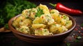 Traditional German Spicy potato salad Kartoffelsalat Royalty Free Stock Photo