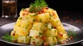 Traditional German Spicy potato salad Kartoffelsalat Royalty Free Stock Photo