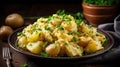 Traditional German Spicy potato salad Kartoffelsalat