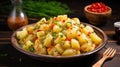 Traditional German Spicy potato salad Kartoffelsalat