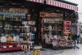 Traditional gift shops in historical center of Sarajevo, Bascarsija. Shopping bosnian souvenirs in Sarajevo old town Royalty Free Stock Photo