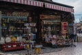 November 14 2022: Traditional gift shops in historical center of Sarajevo, Bascarsija. Shopping bosnian souvenirs Royalty Free Stock Photo