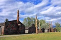 Gitsan Longhouses and Totem Poles at Ksan Native Village in Hazelton, British Columbia Royalty Free Stock Photo