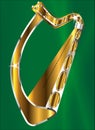 Golden Irish Harp On Green Background