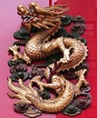 Traditional Golden Dragon Wooden Sculpture