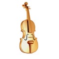 Traditional golden violin isolated on white background.