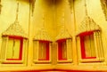 The traditional golden windows and frames of buddhist temple,Thailand.