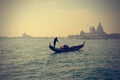 Traditional Gondola on Canal Grande, Venice Royalty Free Stock Photo