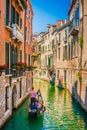 Traditional Gondola on canal in Venice, Italy