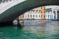 Traditional Gondolas passing over Bridge of Sighs in Venice, Italy Royalty Free Stock Photo