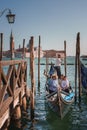 Traditional Gondolas on Water in Venice, Italy - Classic Scene of Iconic Italian Transportation