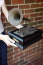 Traditional gramaphone replica Royalty Free Stock Photo